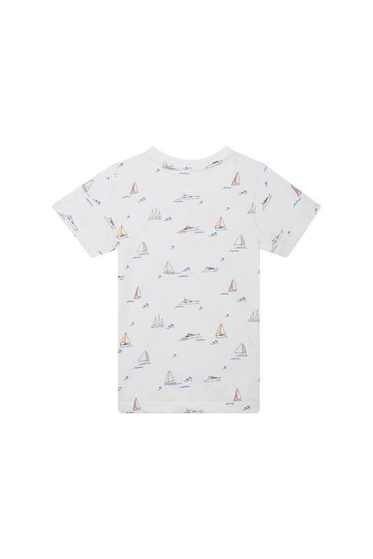 Someone "T-Shirt" mit Seegelbooten - Ecru