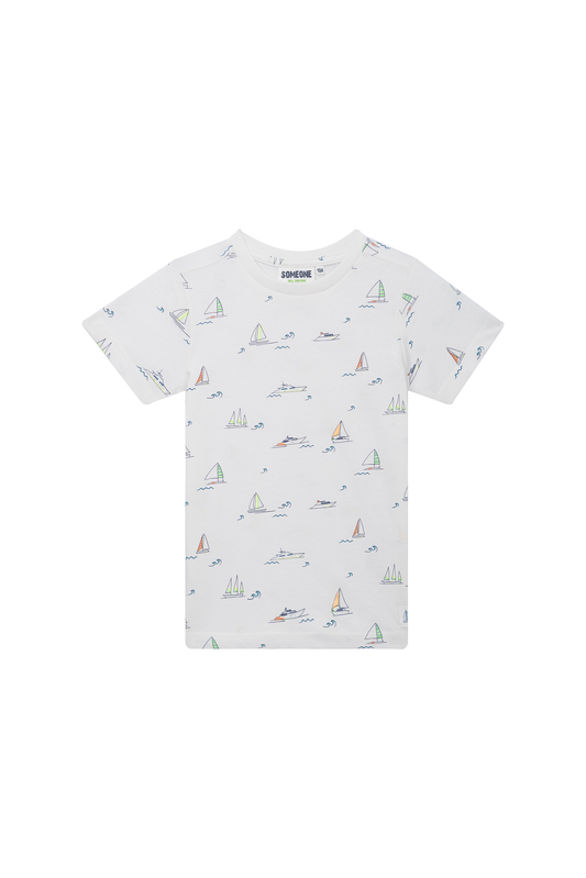 Someone "T-Shirt" mit Seegelbooten - Ecru