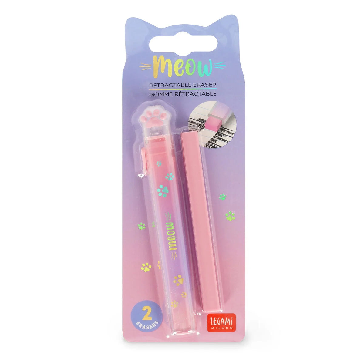 Legami "Einschiebbares Radiergummi" mit Nachfüllung - Meow