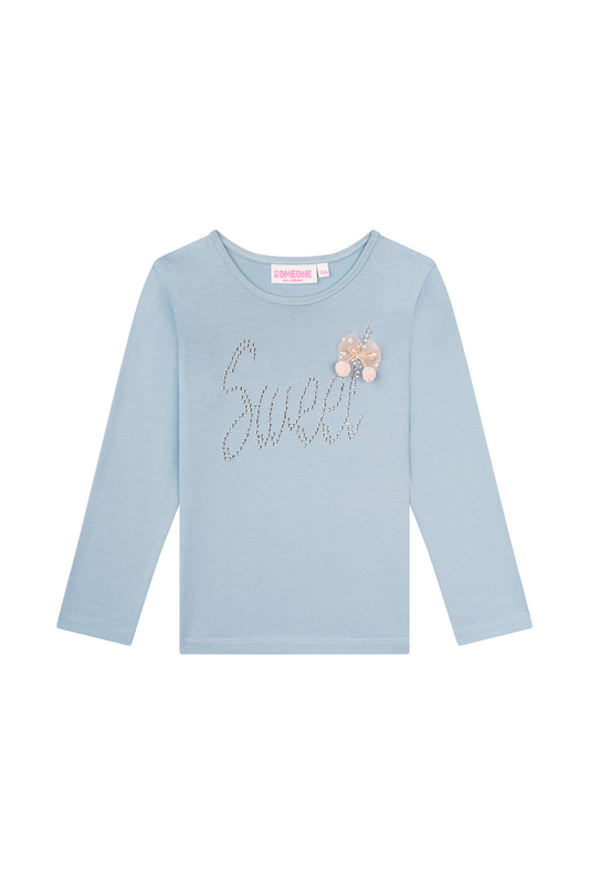 Someone Langarmshirt mit Steinchen - Light Blue