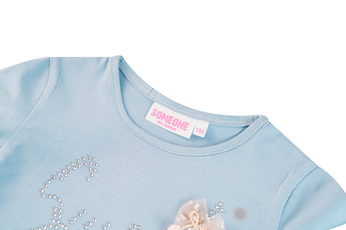 Someone Langarmshirt mit Steinchen - Light Blue