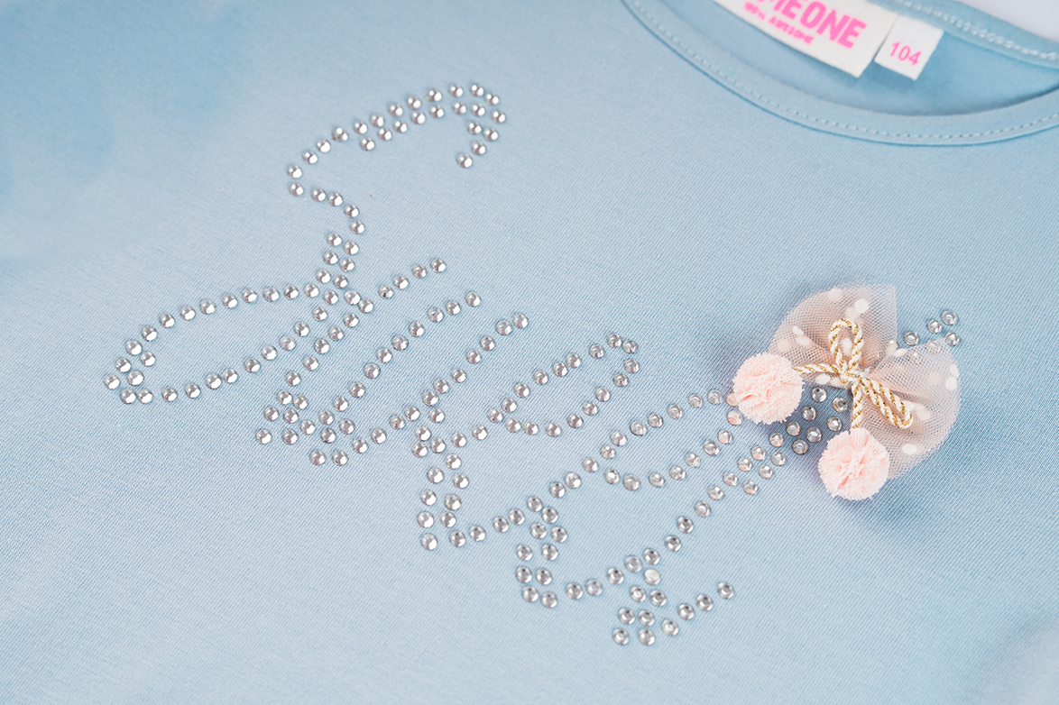 Someone Langarmshirt mit Steinchen - Light Blue