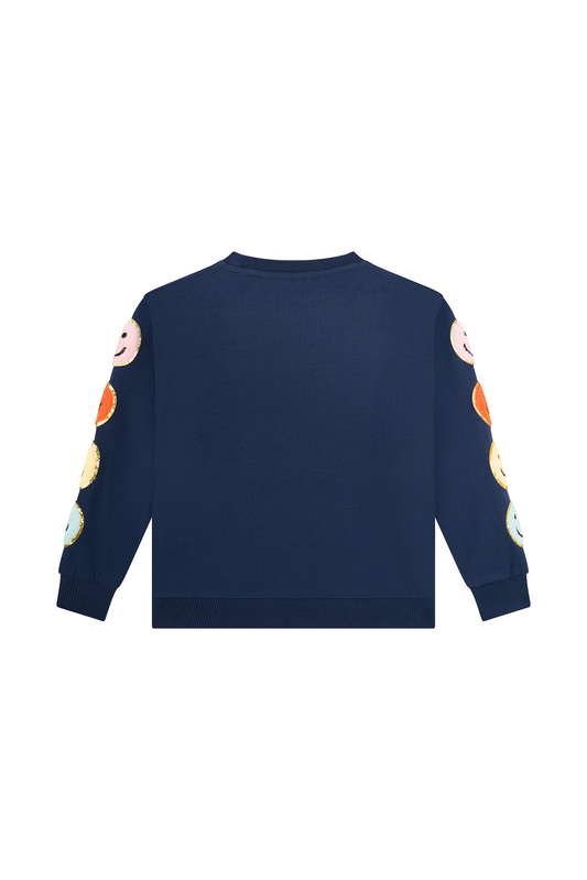 Someone Sweatshirt mit Smiley-s am Arm - Navy