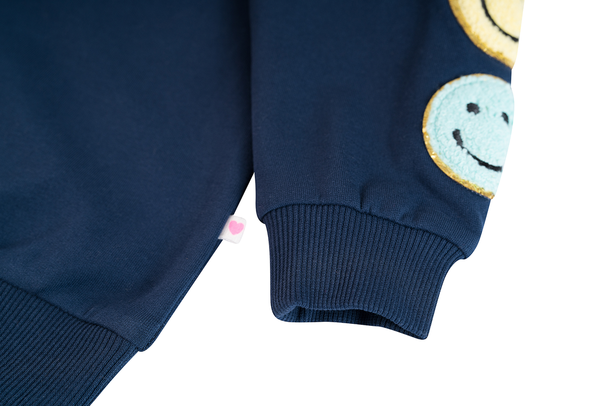 Someone Sweatshirt mit Smiley-s am Arm - Navy