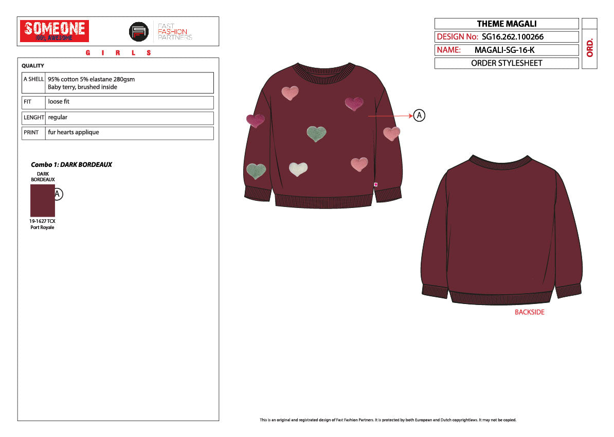 Someone Sweatshirt mit Herzchen - Dark Bordeaux