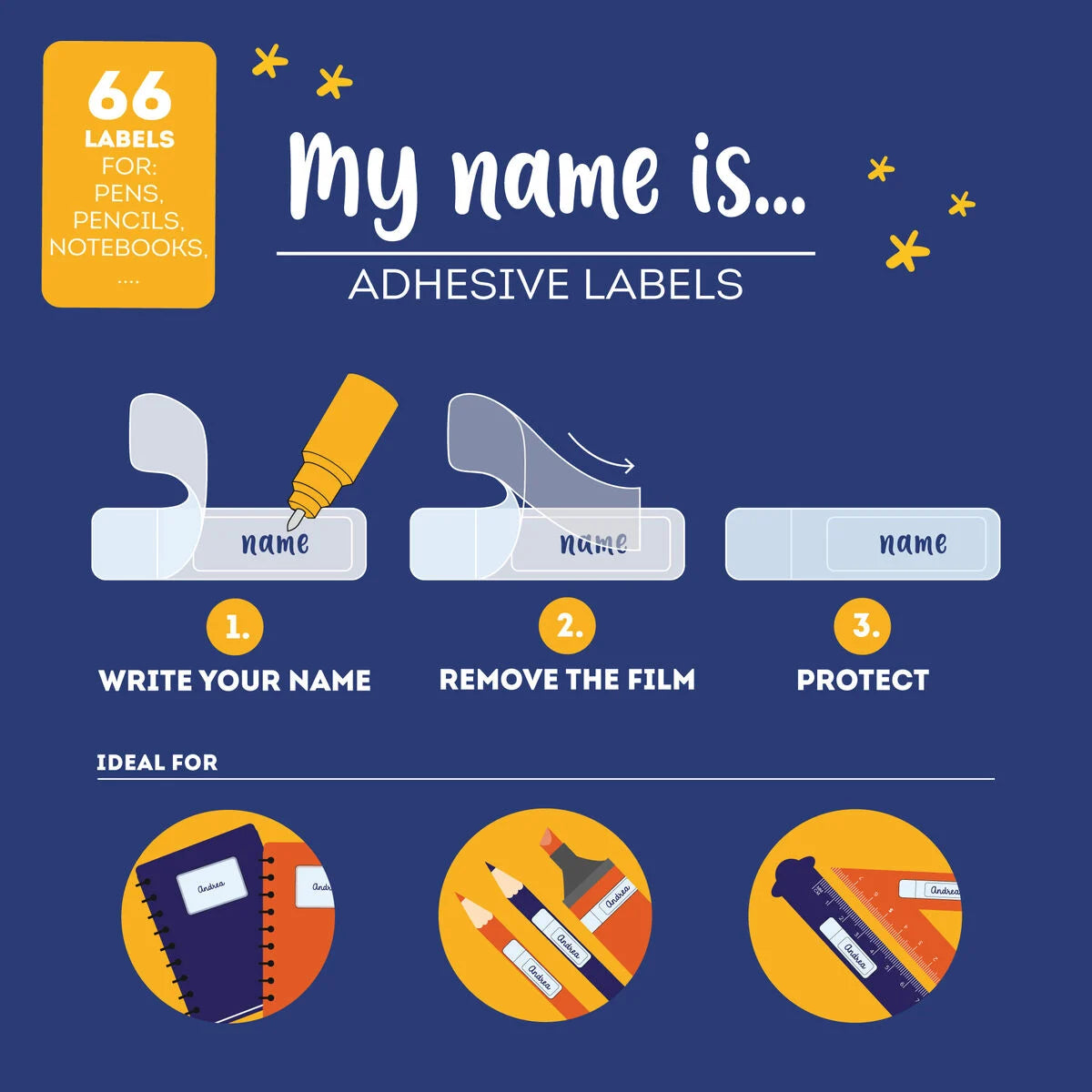 Legami Selbstklebende Namensetiketten mit Schutzfolie - My Name Is... - Space