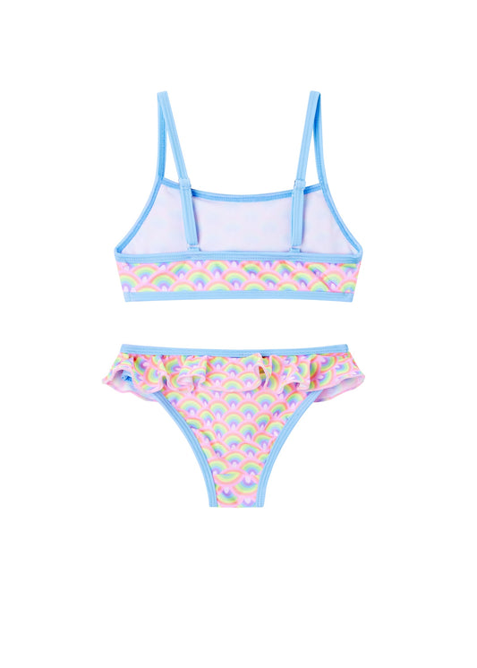 Someone "Bikini" mit Rüsche und Regenbogendruck - Rosa Helblau