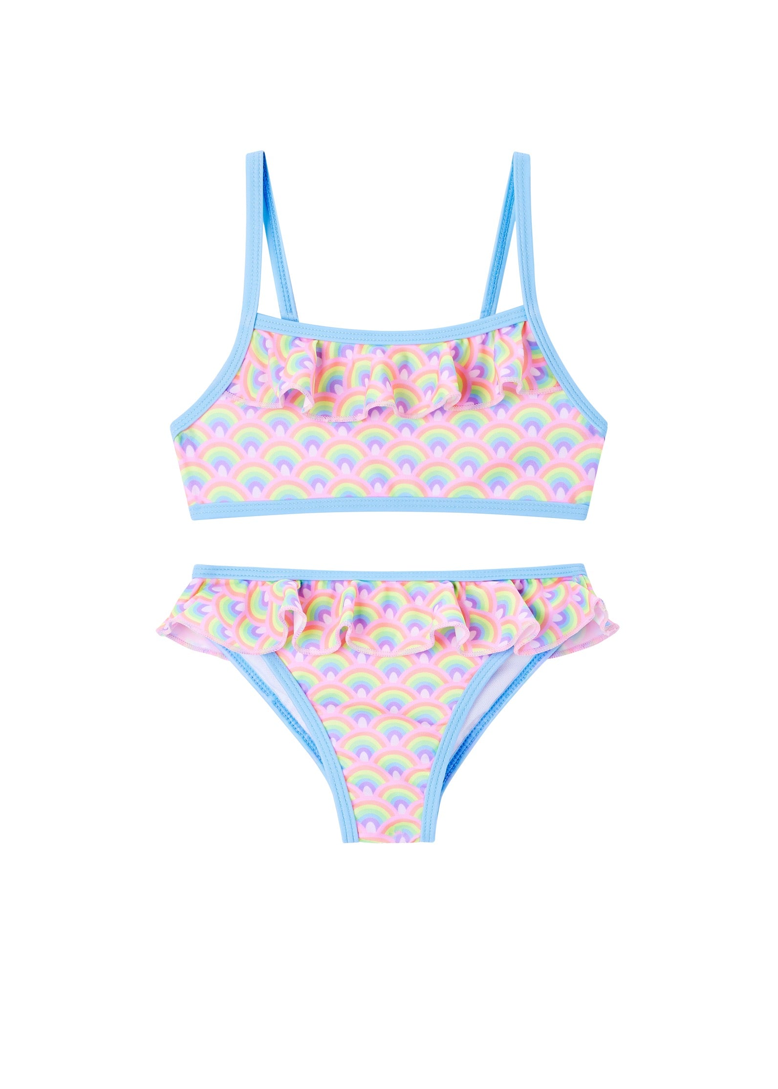 Someone "Bikini" mit Rüsche und Regenbogendruck - Rosa Helblau