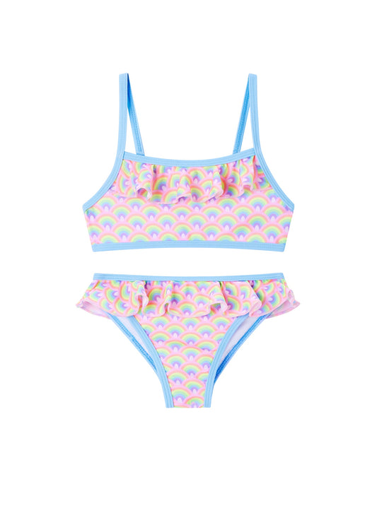 Someone "Bikini" mit Rüsche und Regenbogendruck - Rosa Helblau
