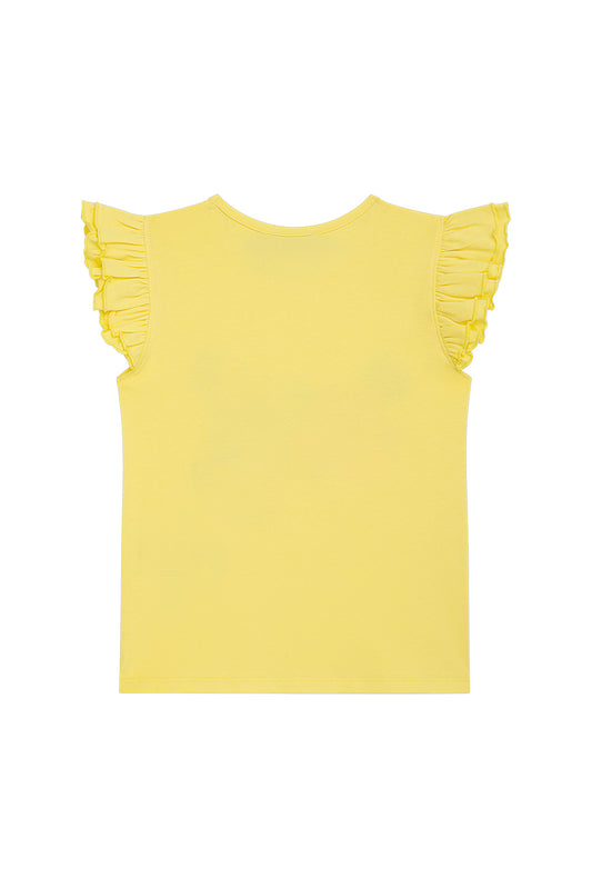 Danamade T-Shirt Daniela mit Druck und Rüsche - Lemonade