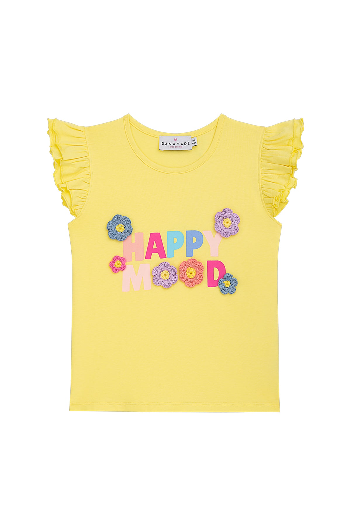 Danamade T-Shirt Daniela mit Druck und Rüsche - Lemonade