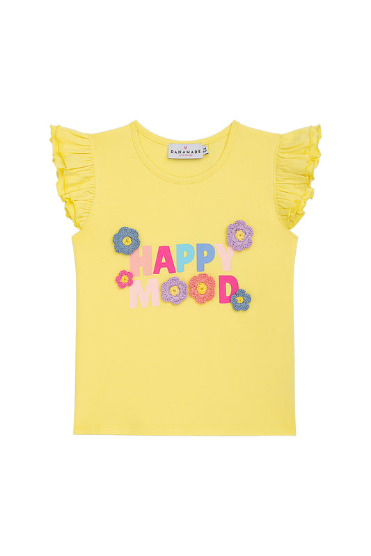 Danamade T-Shirt Daniela mit Druck und Rüsche - Lemonade