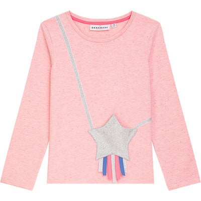 Danamade "T-Shirt langarm Rosa" - Stern (Tasche)