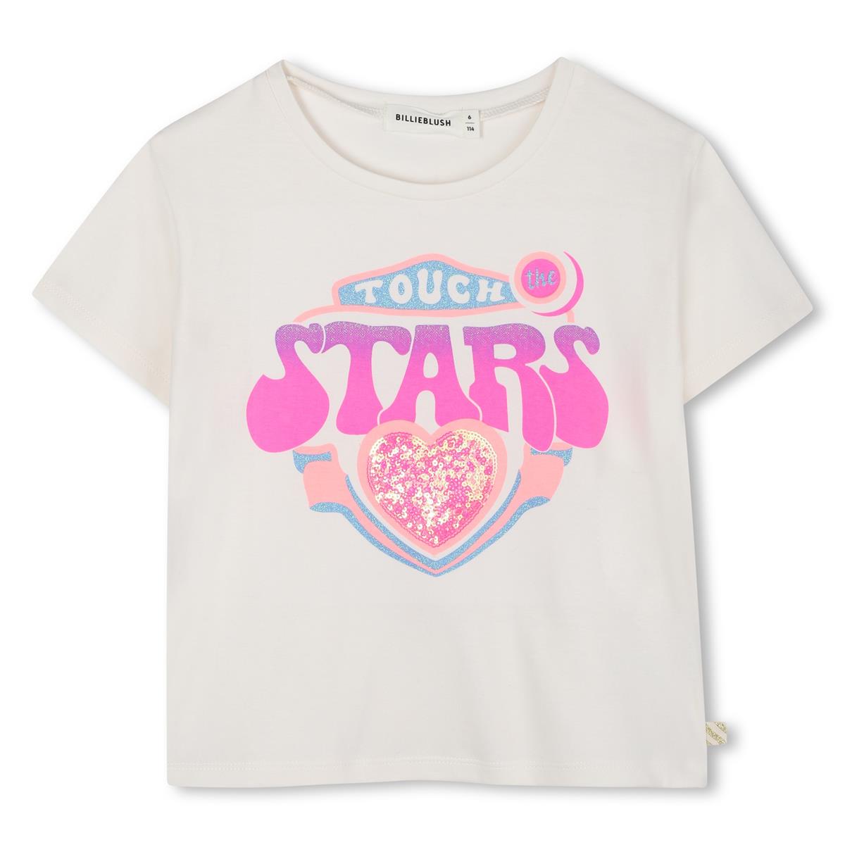 Billieblush "T-Shirt" mit Neon-Druck und Glitzer Herz - Weiß