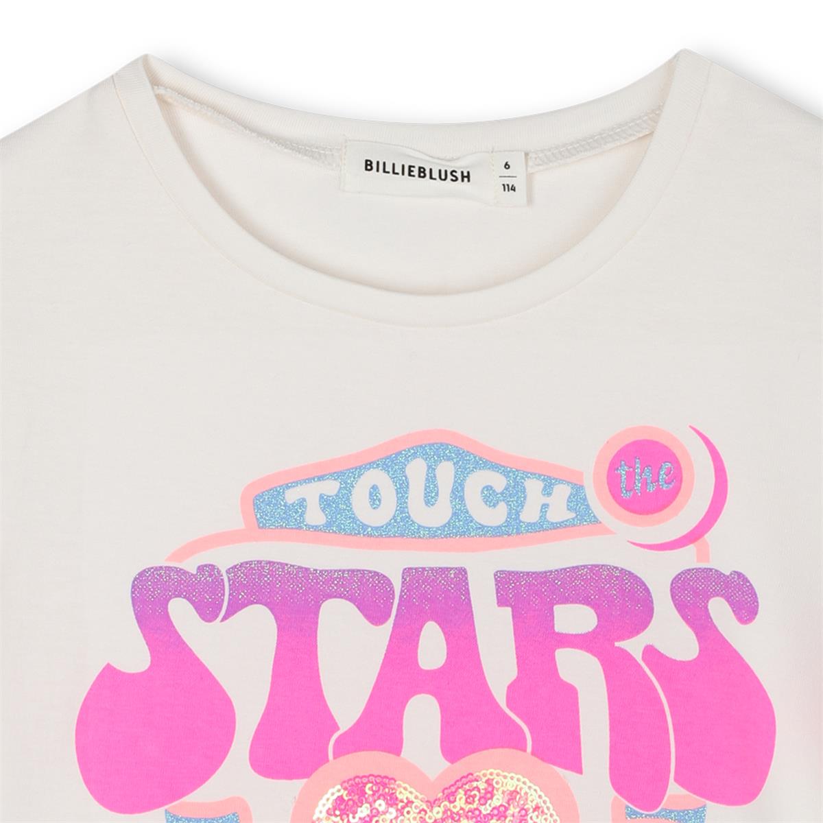 Billieblush "T-Shirt" mit Neon-Druck und Glitzer Herz - Weiß