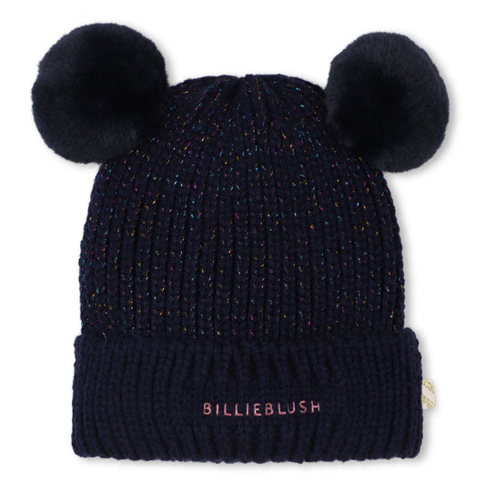 Billieblush "Mütze" mit Bömmel und Glitzerfaden - Blau