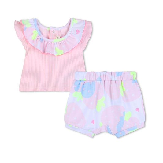 Billieblush Set 2-teilig mit Shorts und Volant - White Pink