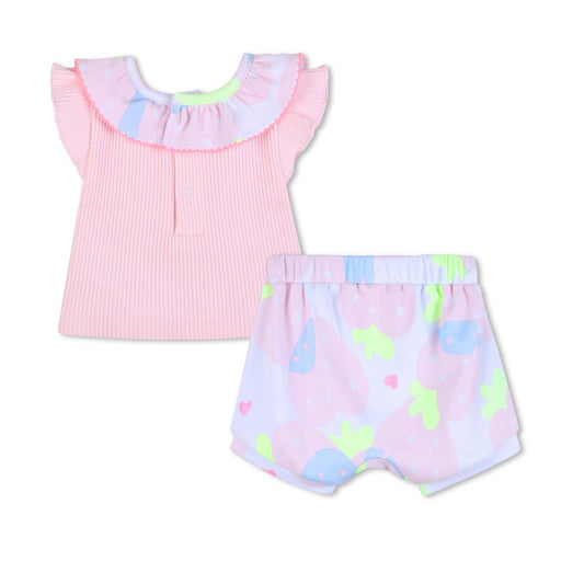 Billieblush Set 2-teilig mit Shorts und Volant - White Pink