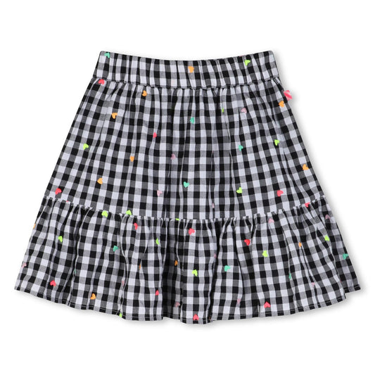 Billieblush karierter Rock mit bunten Herzchen - White Black