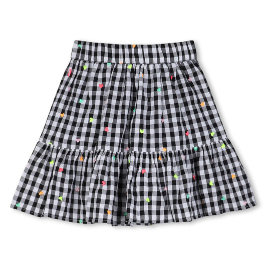 Billieblush karierter Rock mit bunten Herzchen - White Black