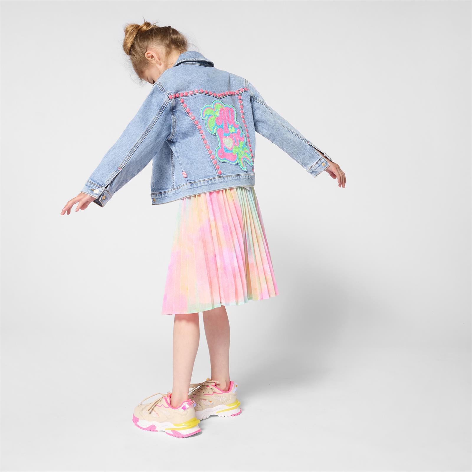 Billieblush Jeansjacke mit Verzierung und Rückenpatches - Stone