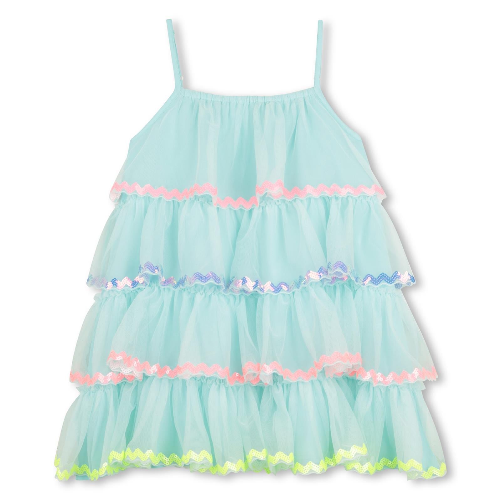 Billieblush Kleid in Stufenoptik mit Glitzerstreifen - Turquoise
