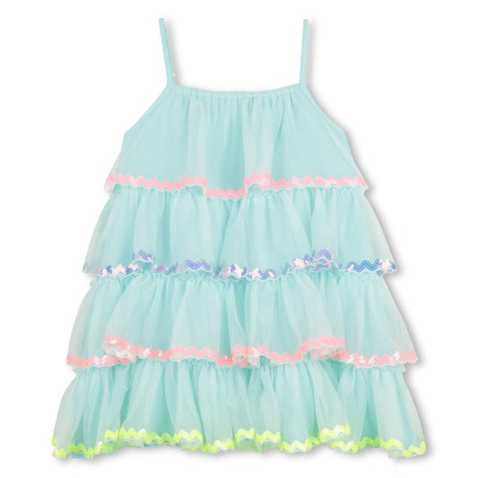 Billieblush Kleid in Stufenoptik mit Glitzerstreifen - Turquoise