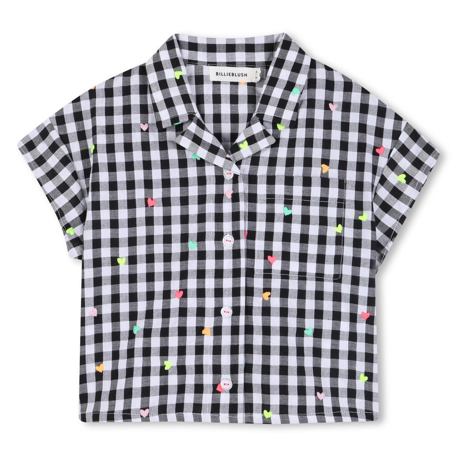 Billieblush karierte Bluse mit gestickten Herzchen - White Black