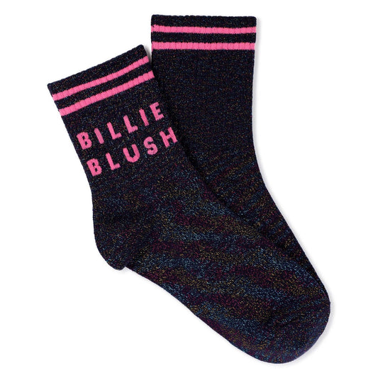Billieblush Socken mit Glitzer und Schriftzug - Navy