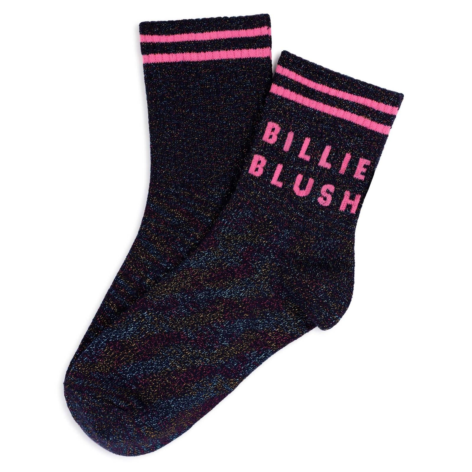 Billieblush Socken mit Glitzer und Schriftzug - Navy