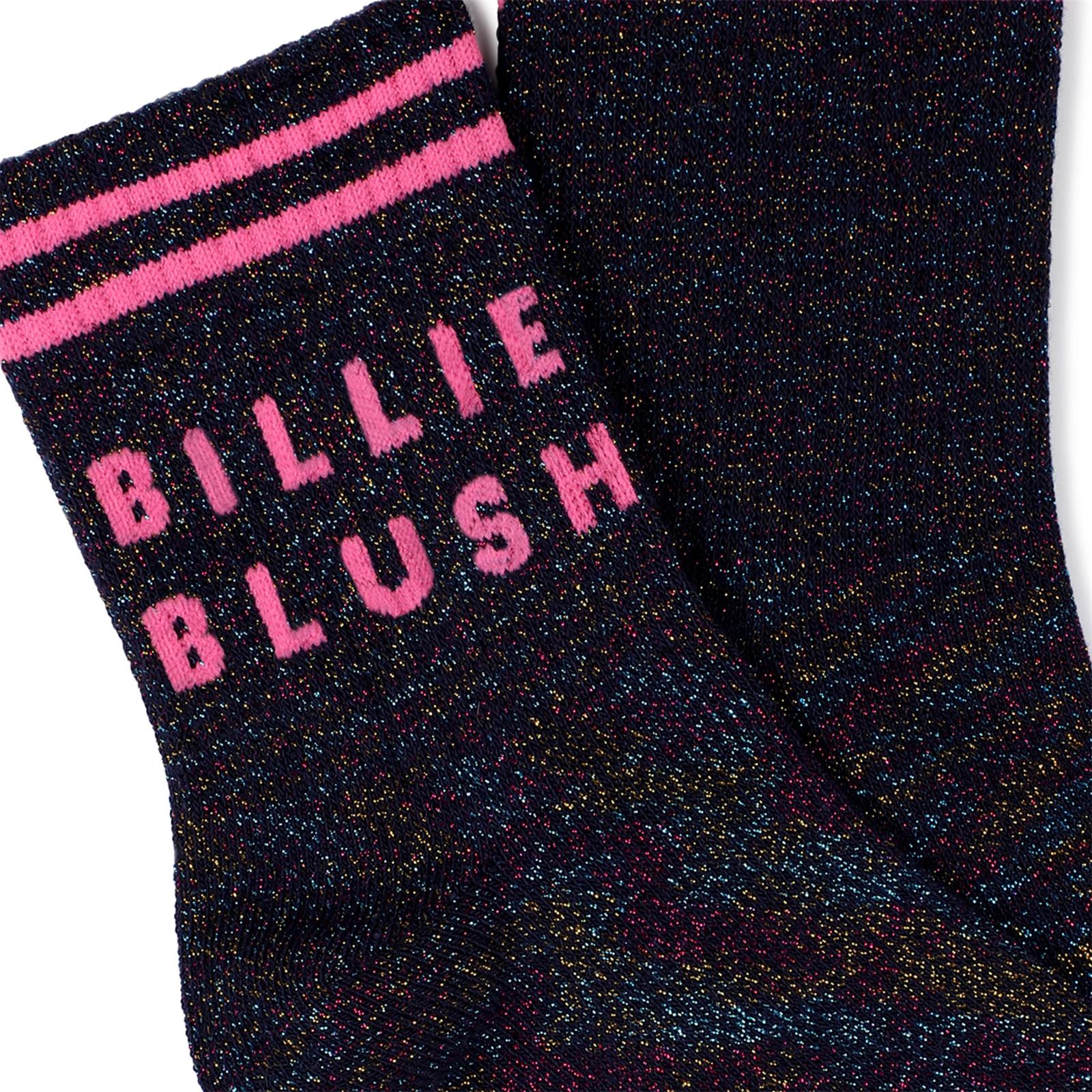 Billieblush Socken mit Glitzer und Schriftzug - Navy