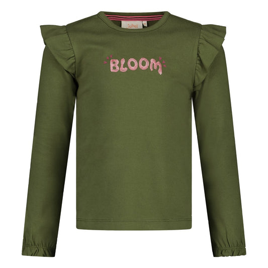 Jubel Langarmshirt mit Rüsche - Olive