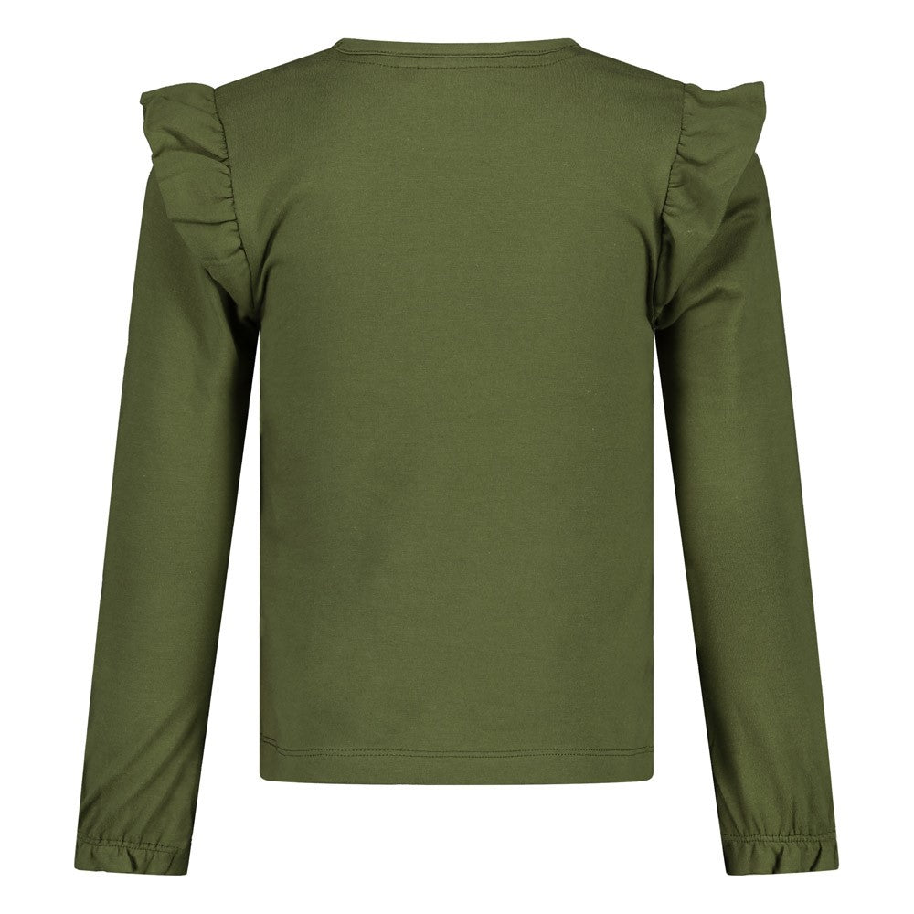 Jubel Langarmshirt mit Rüsche - Olive