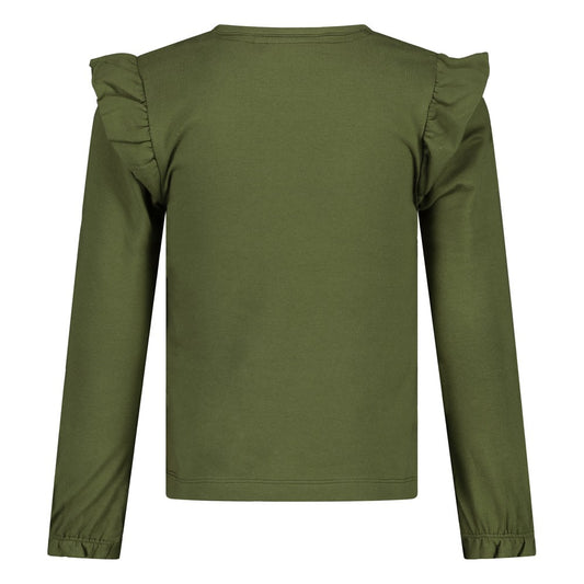 Jubel Langarmshirt mit Rüsche - Olive