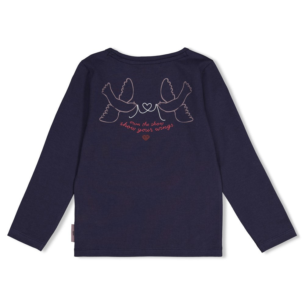 Jubel Langarmshirt mit Rückendruck - Marine