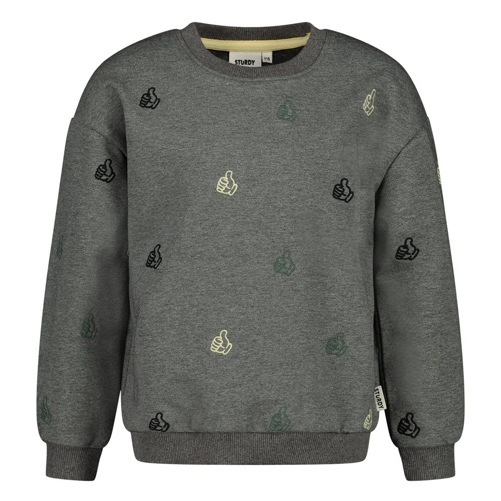 Sturdy Sweatshirt mit Stickerei - Anthrazit Melange