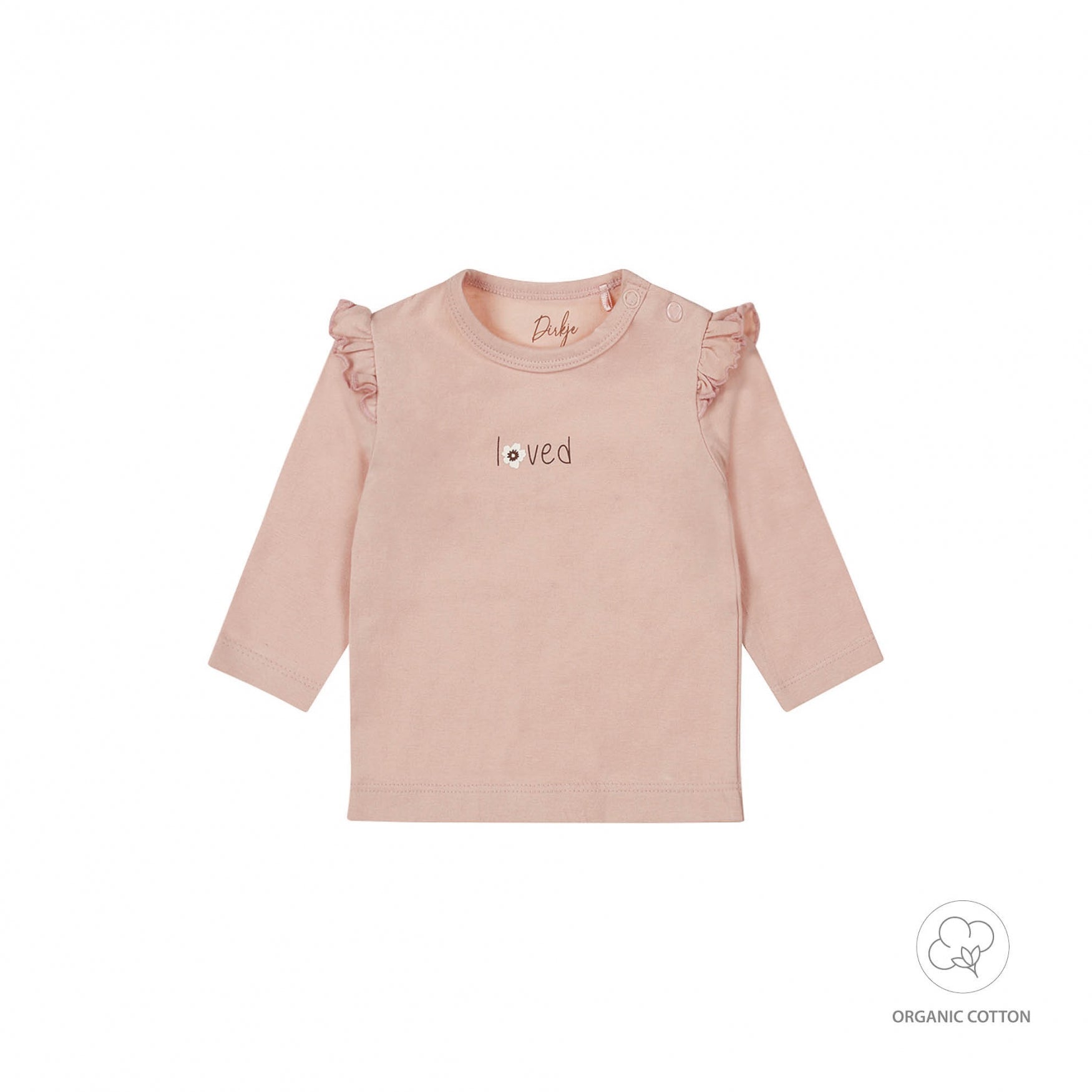 Dirkje "Langarmshirt" mit Rüsche und kleinem Druck - Light Dusty Pink
