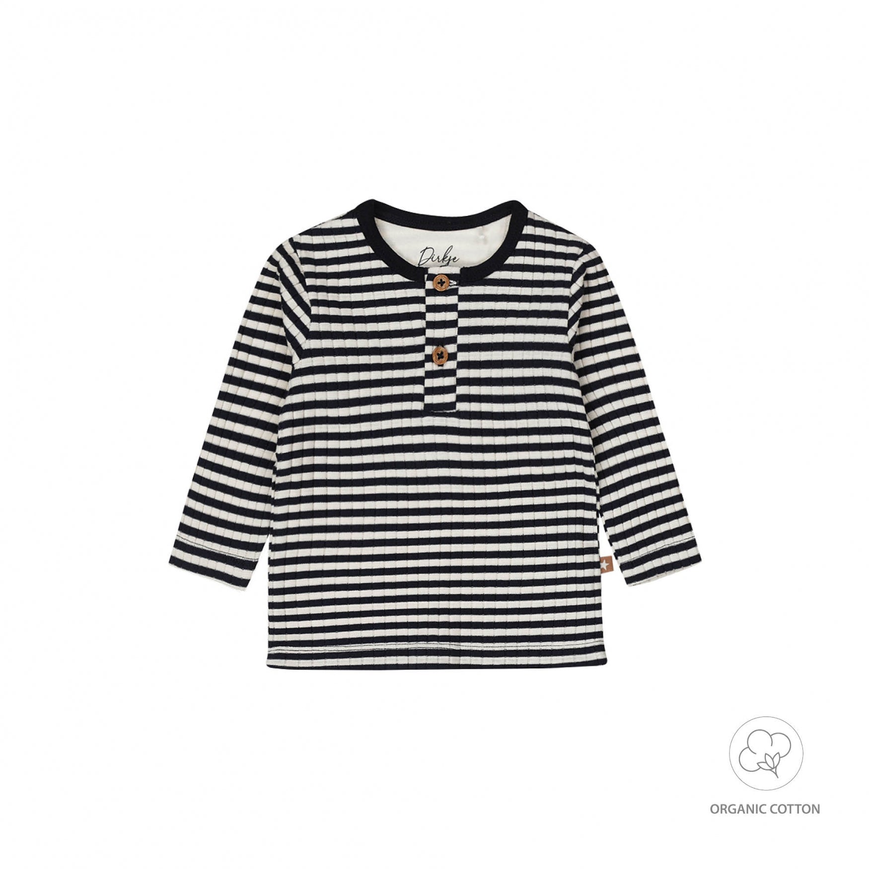 Dirkje "T-Shirt langarm" aus Feinrib, Navy gestreift