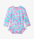 Bild in Galerie-Betrachter laden, Hatley verspielter Flamingos Rashguard-Badeanzug - Blue Radiance
