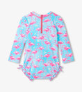 Bild in Galerie-Betrachter laden, Hatley verspielter Flamingos Rashguard-Badeanzug - Blue Radiance
