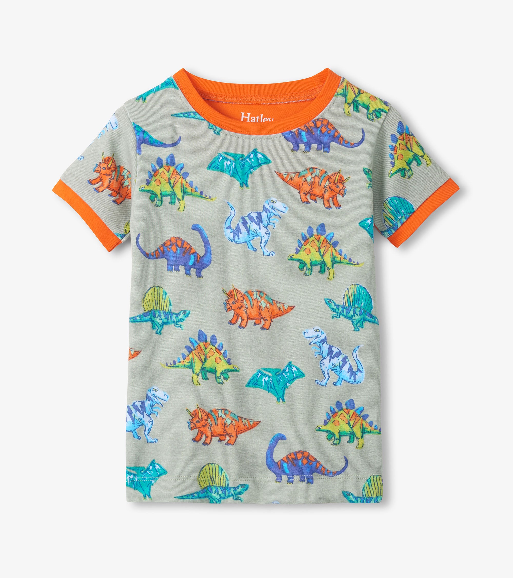 Hatley Dino-Party-Baumwoll-Kurzpyjama-Set - Desert Sage
