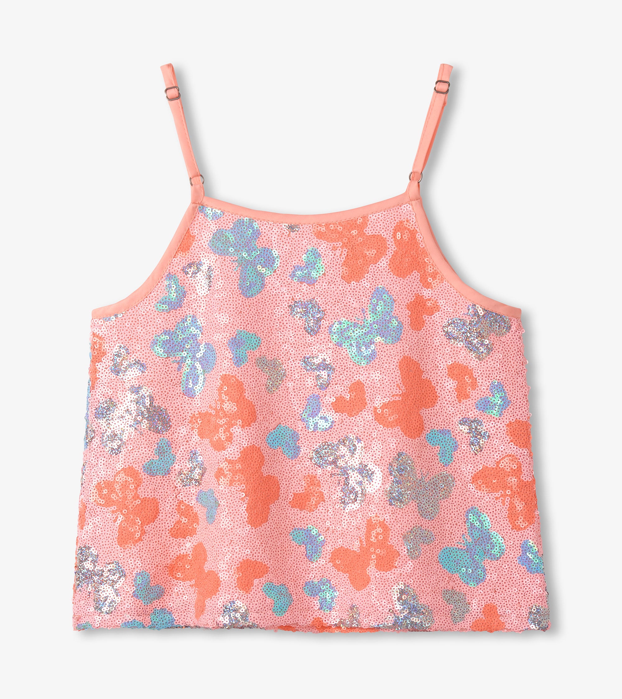 Hatley Glitzerndes Pailletten-Top mit Schmetterlingsmotiv - Apricot Blush