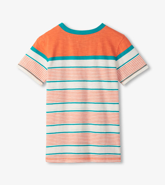 Hatley Offroad-Streifen-T-Shirt mit Rundhalsausschnitt - Orange