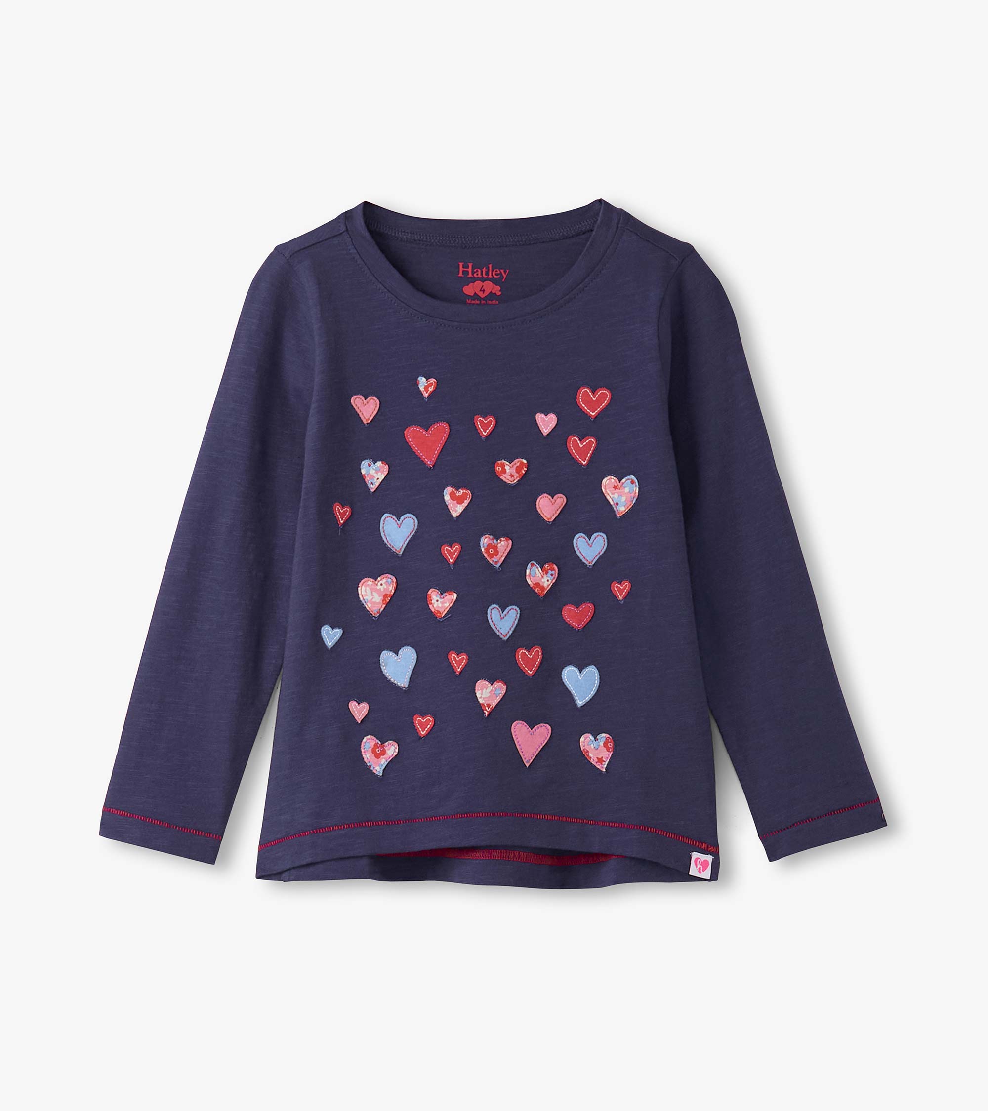 Hatley "T-Shirt langarm" mit fallenden Herzchen - Patriotenblau