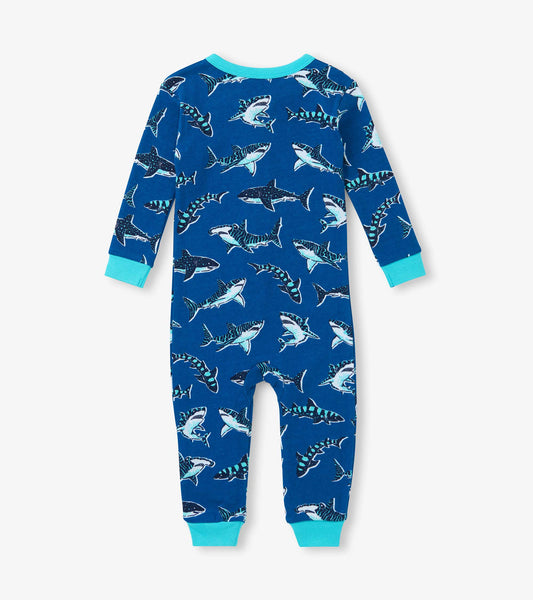 Hatley Baumwolloverall mit Hai-Muster - French Blue