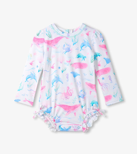 Hatley Rashguard-Badeanzug mit Meeresmotiven - White