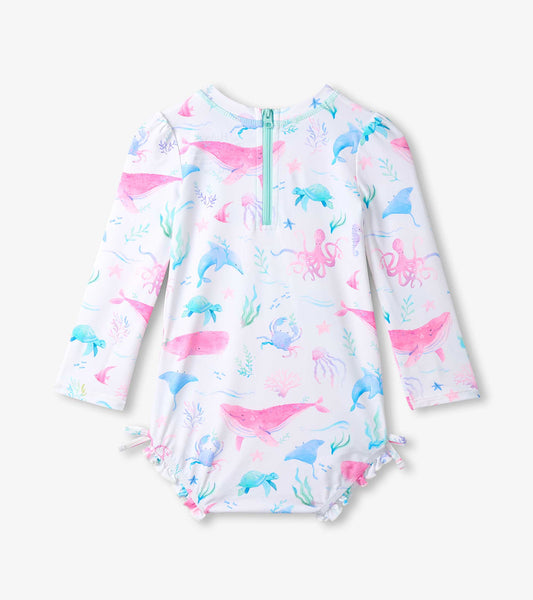 Hatley Rashguard-Badeanzug mit Meeresmotiven - White