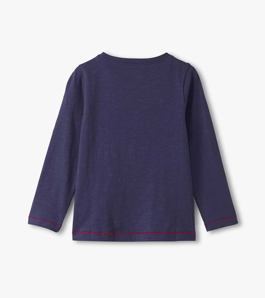 Hatley "T-Shirt langarm" mit fallenden Herzchen - Patriotenblau