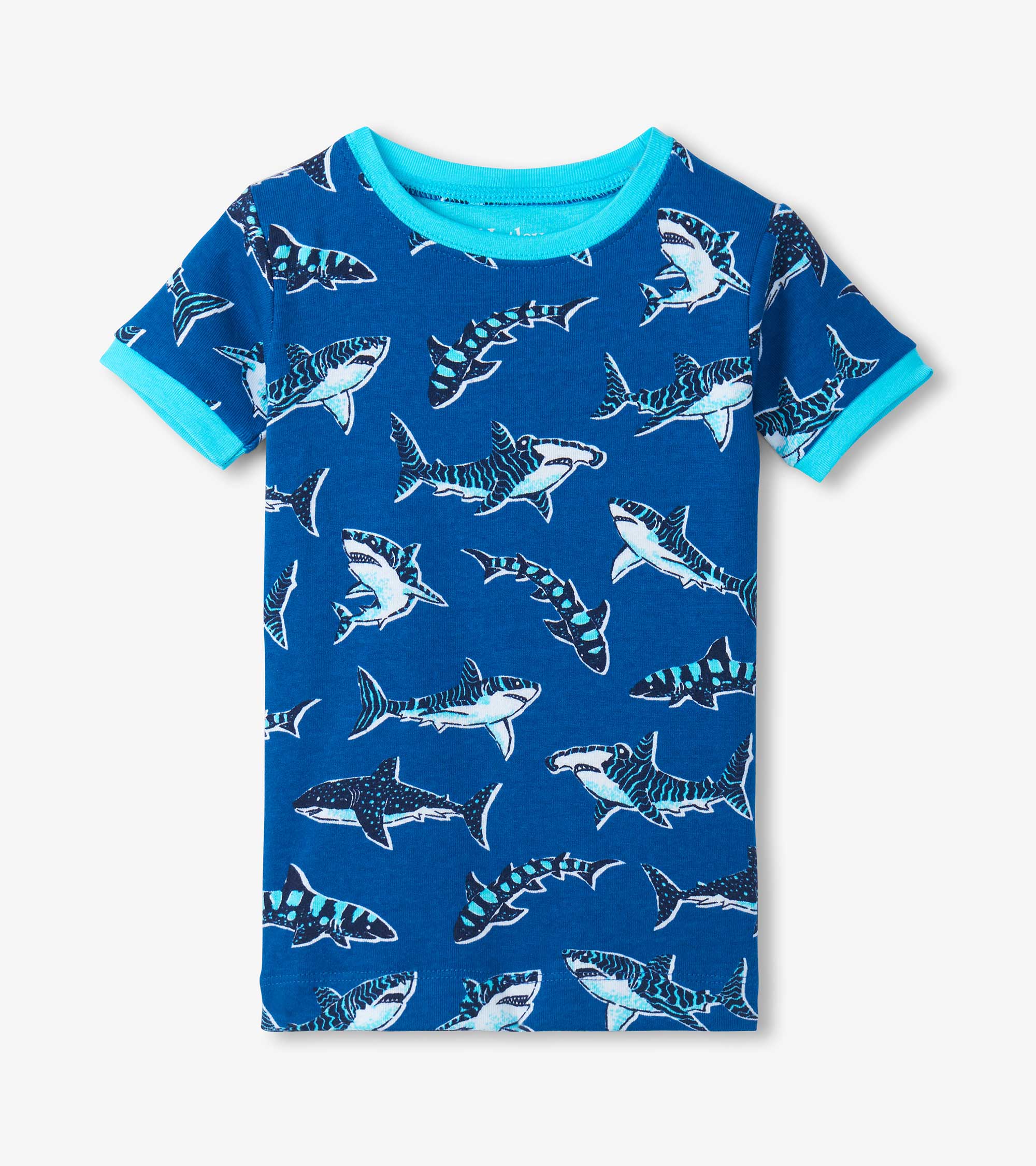 Hatley Baumwoll-Kurzpyjama-Set mit Hai-Muster - French Blue
