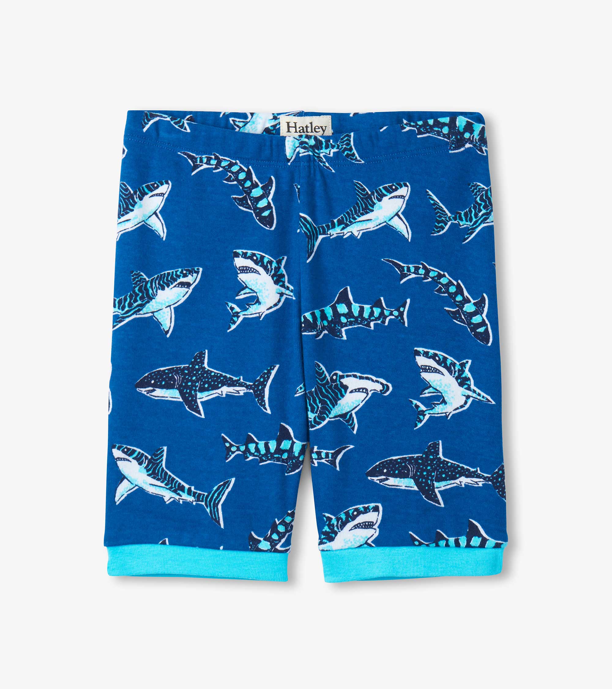 Hatley Baumwoll-Kurzpyjama-Set mit Hai-Muster - French Blue